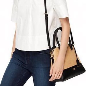 KATE SPADE maise satchel LEATHER & WICKER
